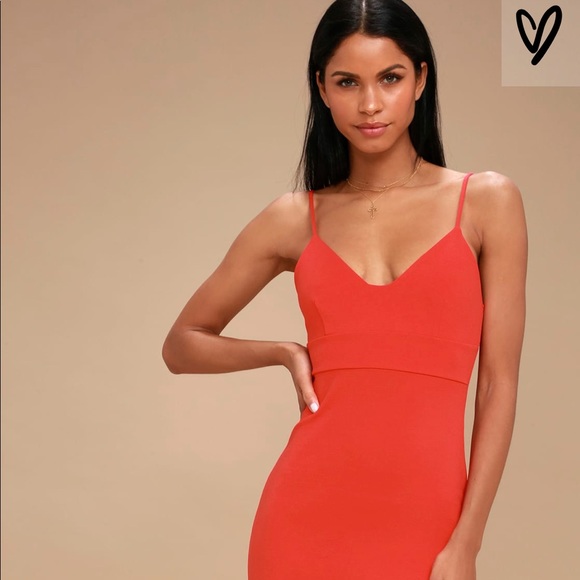 Lulus midi body con dress in red - Picture 1 of 8